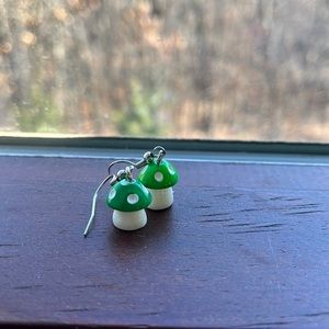 Green mushroom earrings